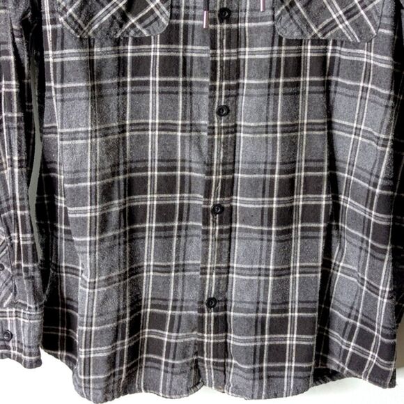 No Boundaries Hooded 100% Cotton Gray Black Plaid Long Sleeve Shacket 42-44 L - Picture 5 of 9